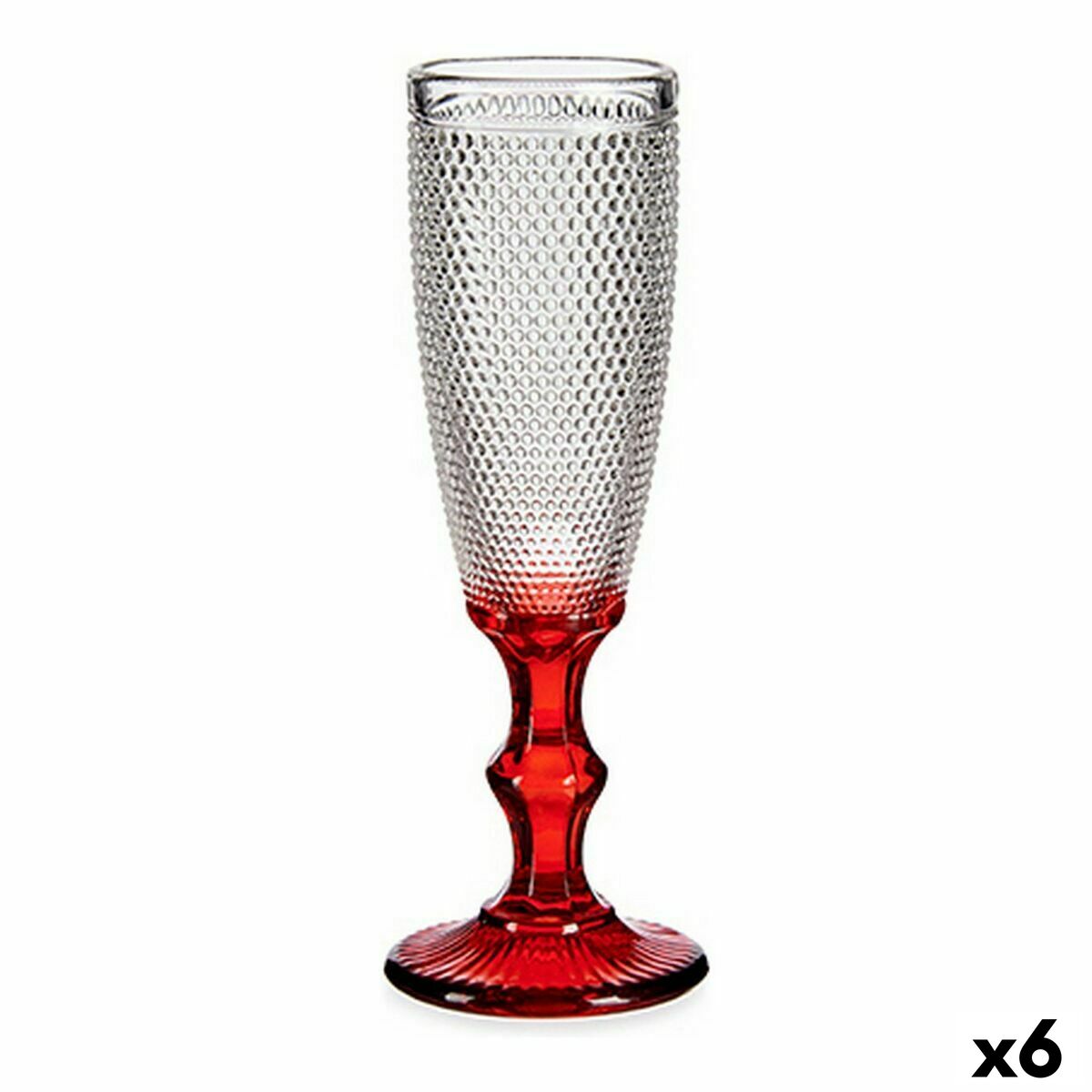 Copa de champán Vivalto Rojo Transparente Vidrio 180 ml Puntos (6 Unidades)