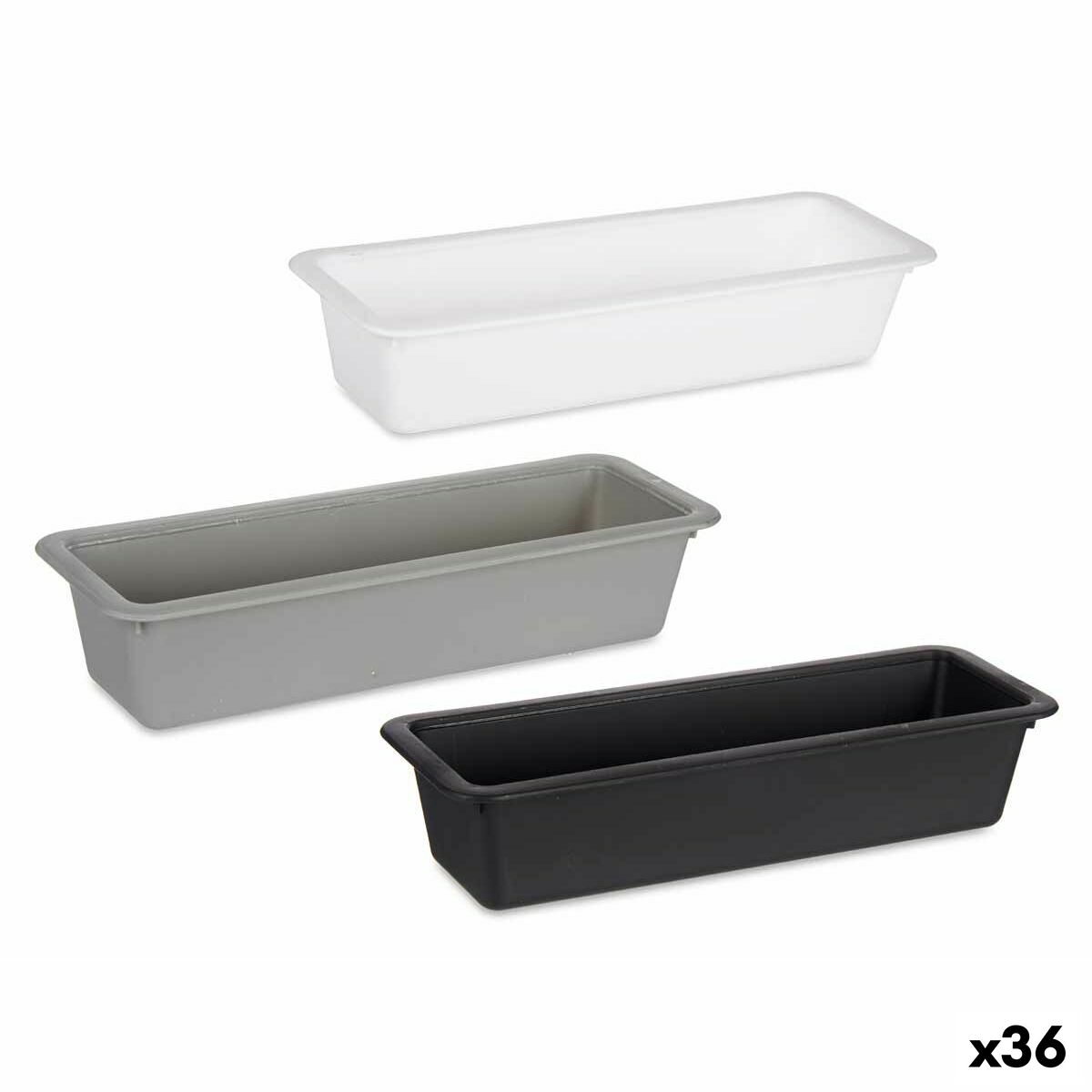 Organizador para Cubiertos Kinvara Blanco Negro Gris Caucho Polipropileno TPR 8,5 x 5 x 24 cm 24 x 5,5 x 8,5 cm (36 Unidades)