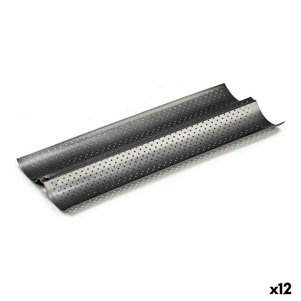 Molde para Baguettes Kinvara Gris oscuro Metal Acero al carbono 16 x 2,5 x 38 cm Pan (12 Unidades)