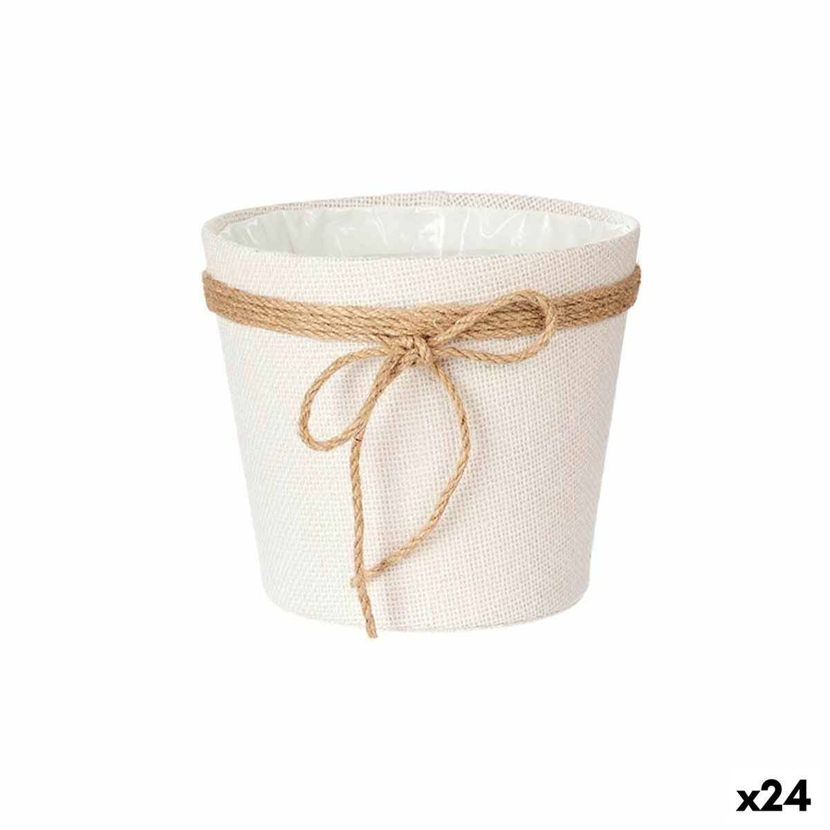 Macetero Ibergarden Blanco Marrón Tela Cuerda Plástico 18 x 16 cm 19,5 x 17,5 x 19,5 cm (24 Unidades)