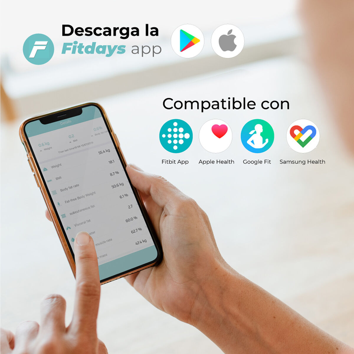 Báscula Digital de Baño EDM 07613 Body Composition Negro 180 kg