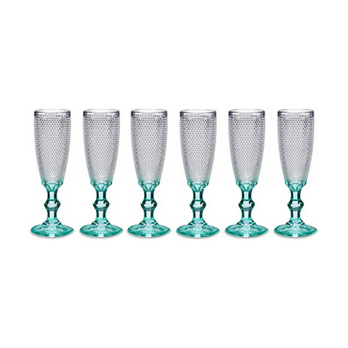 Copa de champán Vivalto Transparente Turquesa Vidrio 185 ml Puntos (6 Unidades)