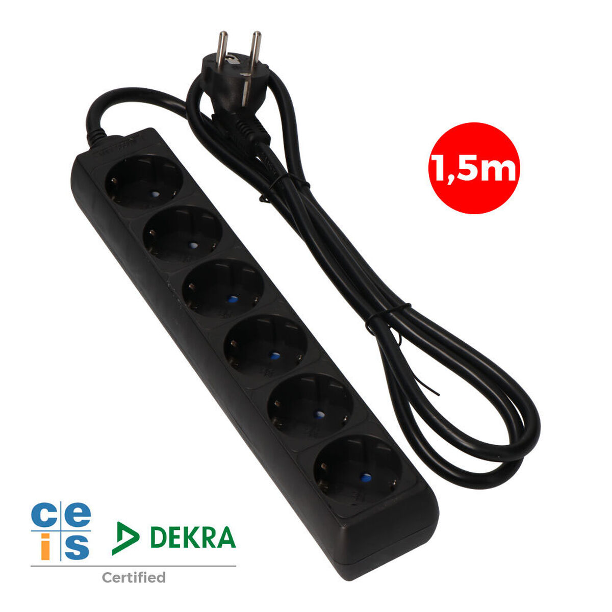 Regleta Enchufes 6 Tomas sin Interruptor EDM 41008 Schuko (1,5 m)