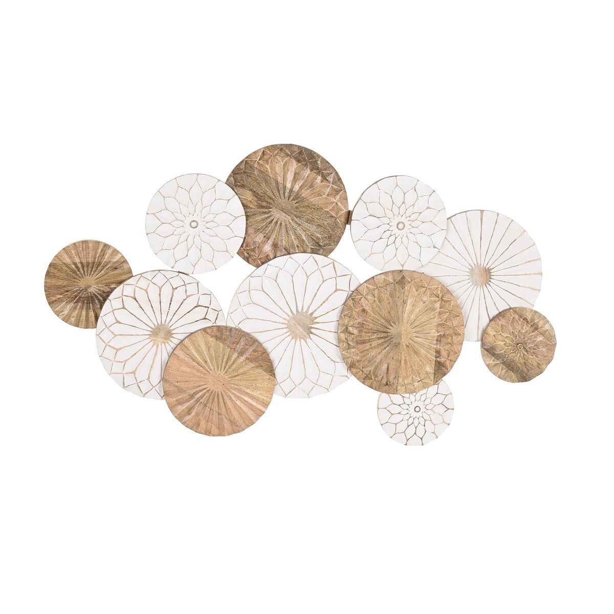 Decoración de Pared DKD Home Decor Marrón Blanco Madera de mango (100 x 3 x 62 cm)