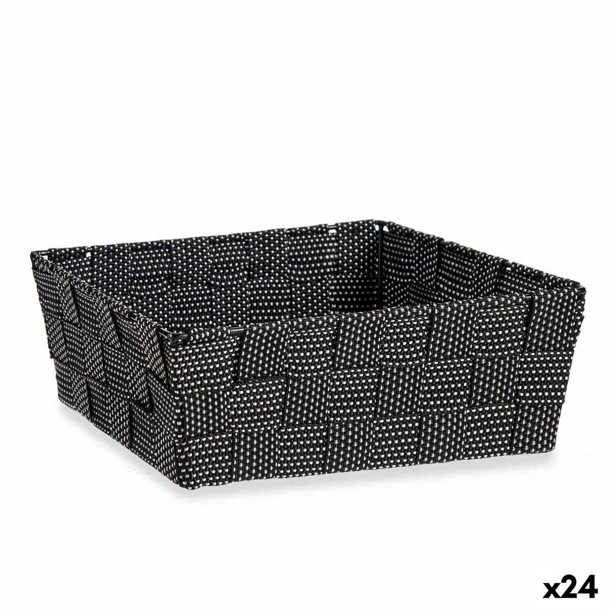 Cesta Multiusos Kipit Negro Poliéster Tela Trenzada 2,4 L (24 Unidades)