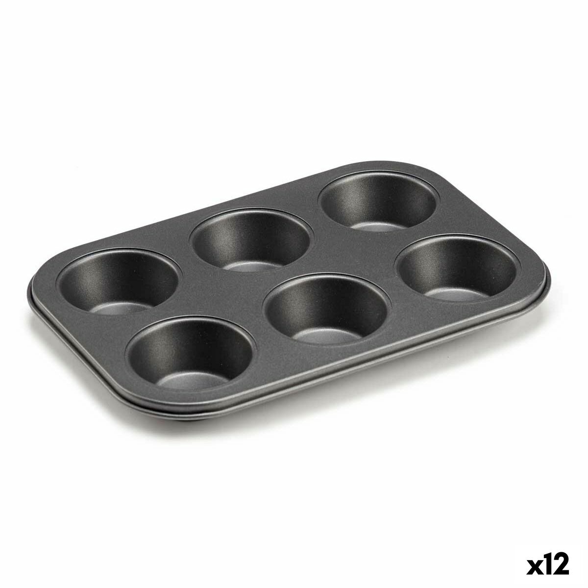 Molde para Horno Kinvara Gris oscuro 18,7 x 3,5 x 26,5 cm (6 Piezas) (12 Unidades)