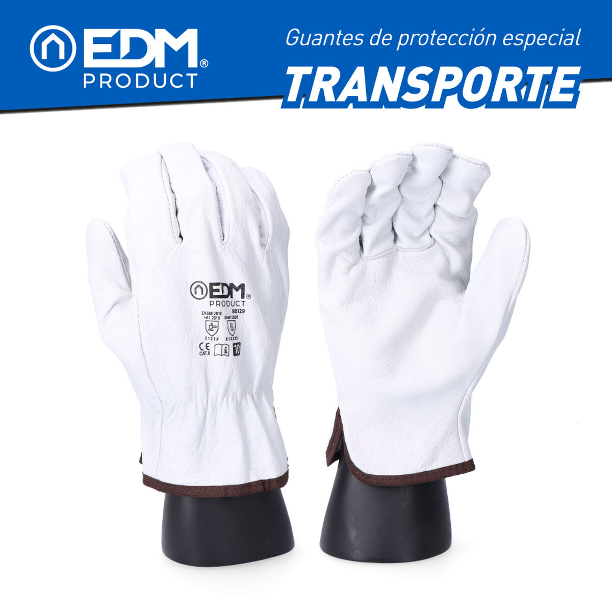 Guantes de Trabajo EDM Blanco Piel de vaca Transportes