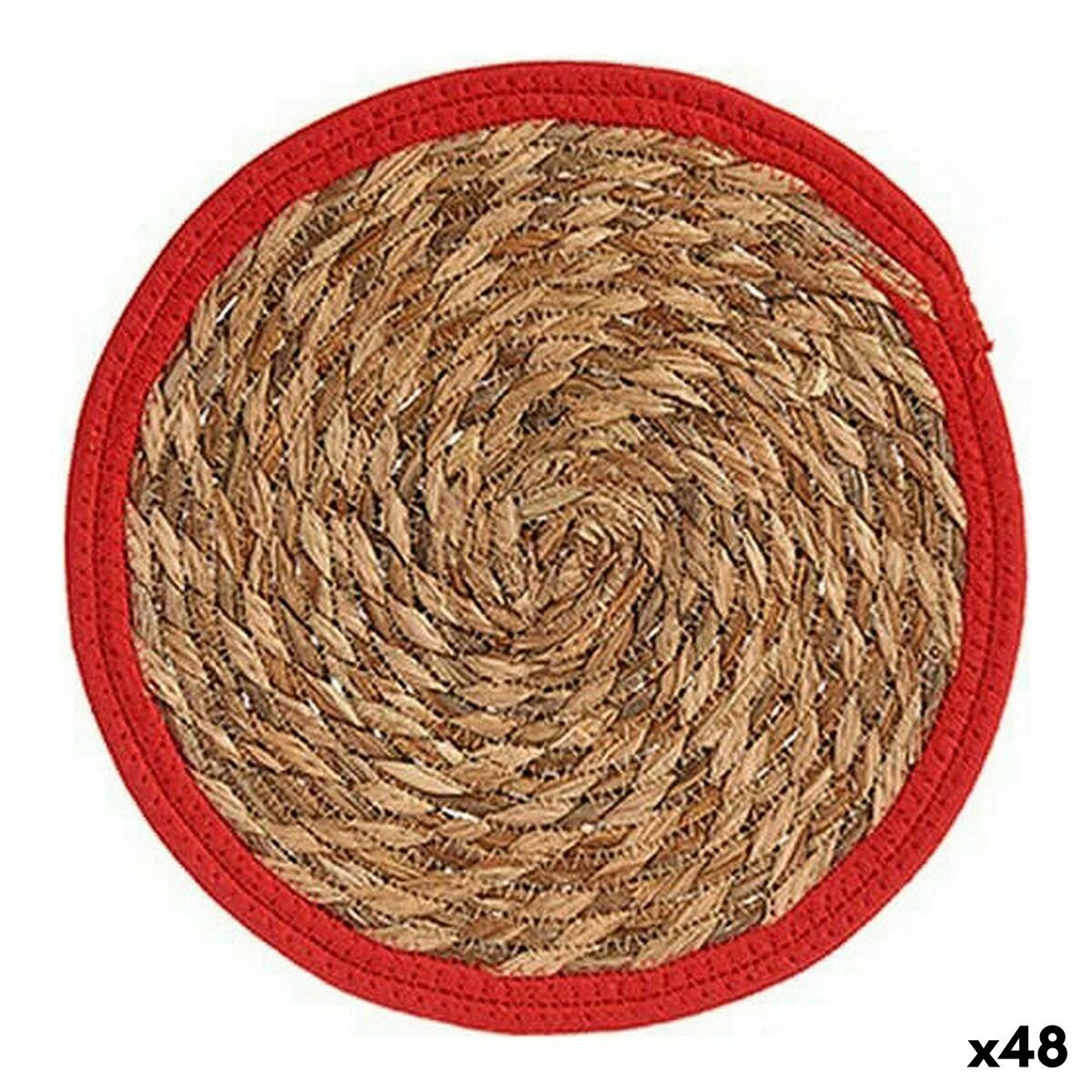 Salvamantel Gift Decor Rojo Natural Fibra natural 30 x 1 x 30 cm (48 Unidades)