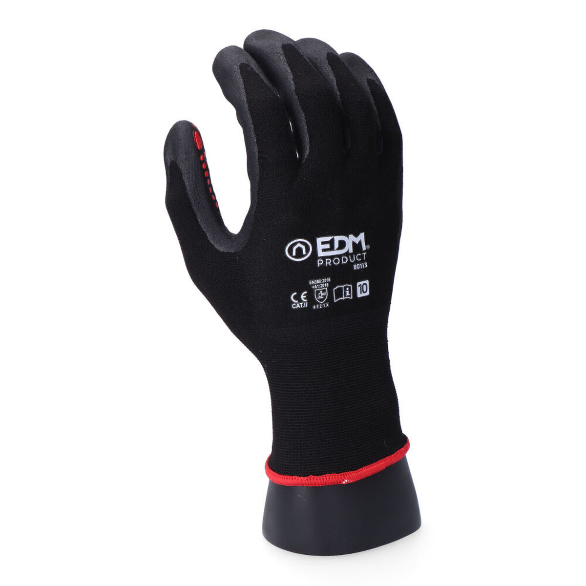 Guantes de Trabajo EDM Negro Licra Nitrilo Metal Industriales