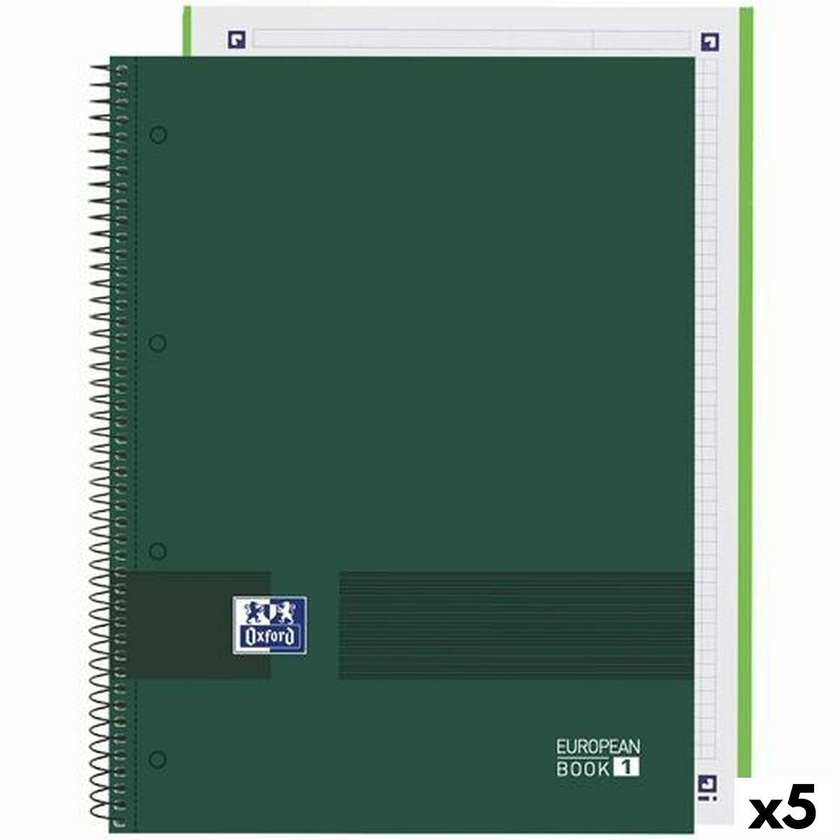 Cuaderno Oxford European Book Write&Erase Verde militar A4 80 Hojas (5 Unidades)