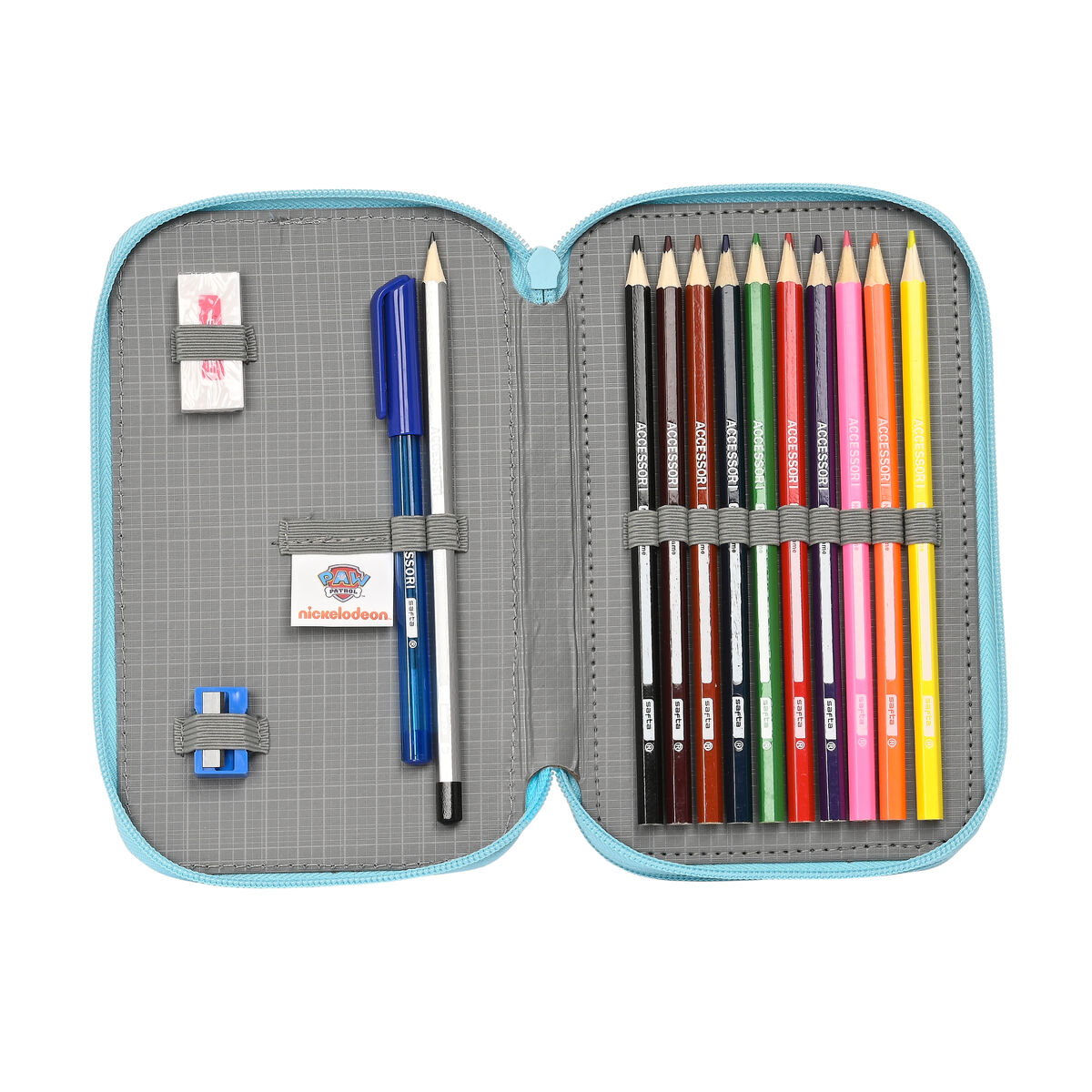 Estuche Escolar con Accesorios The Paw Patrol Funday Azul Rojo 12.5 x 19.5 x 4 cm (28 piezas)