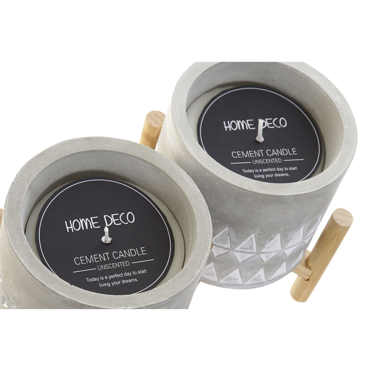 Vela DKD Home Decor Gris Madera Marrón Cemento Aluminio Cera (10 x 10 x 12 cm) (2 Unidades)