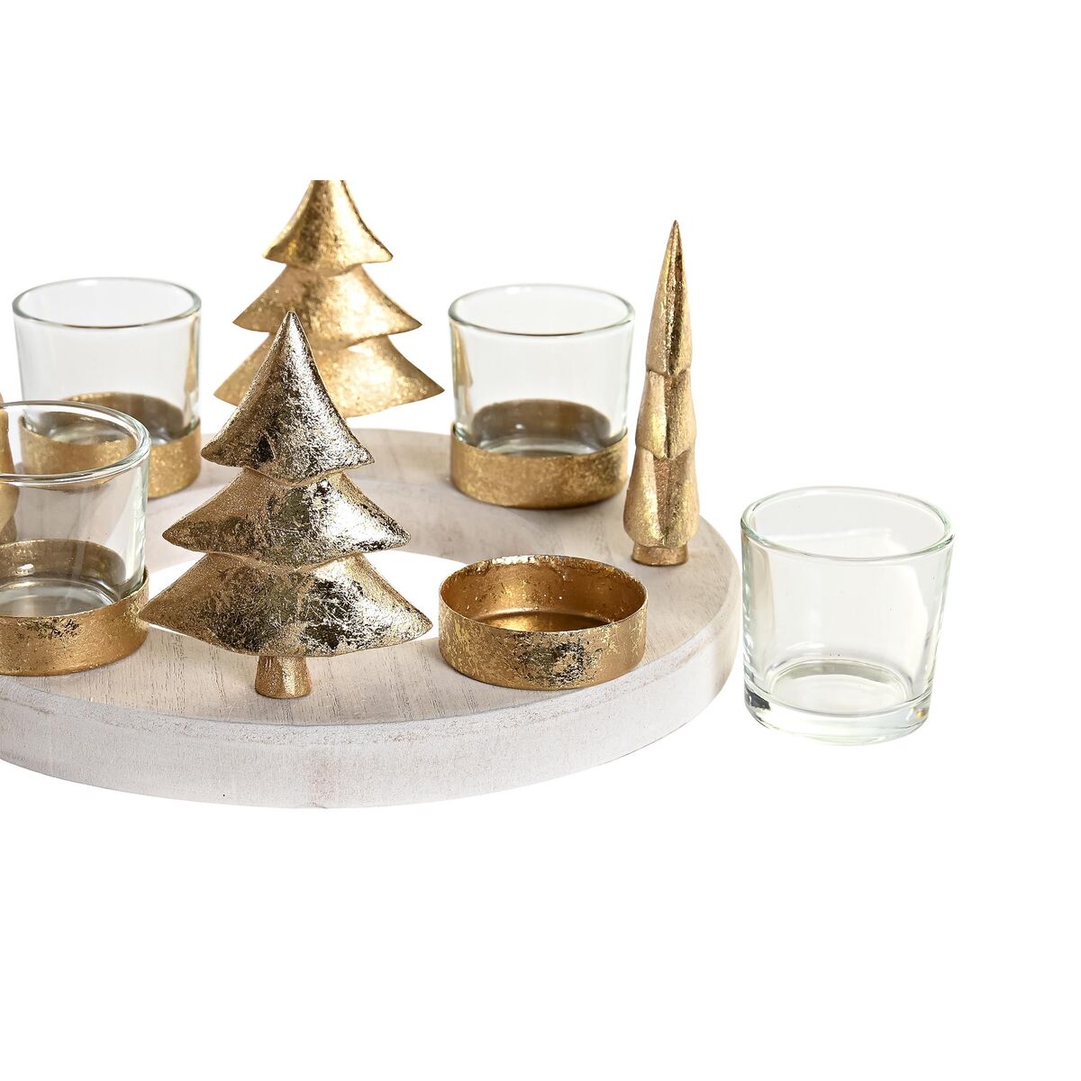 Portavelas Navideño DKD Home Decor Natural Dorado (2 Unidades) (21 x 11,5 x 21 cm)