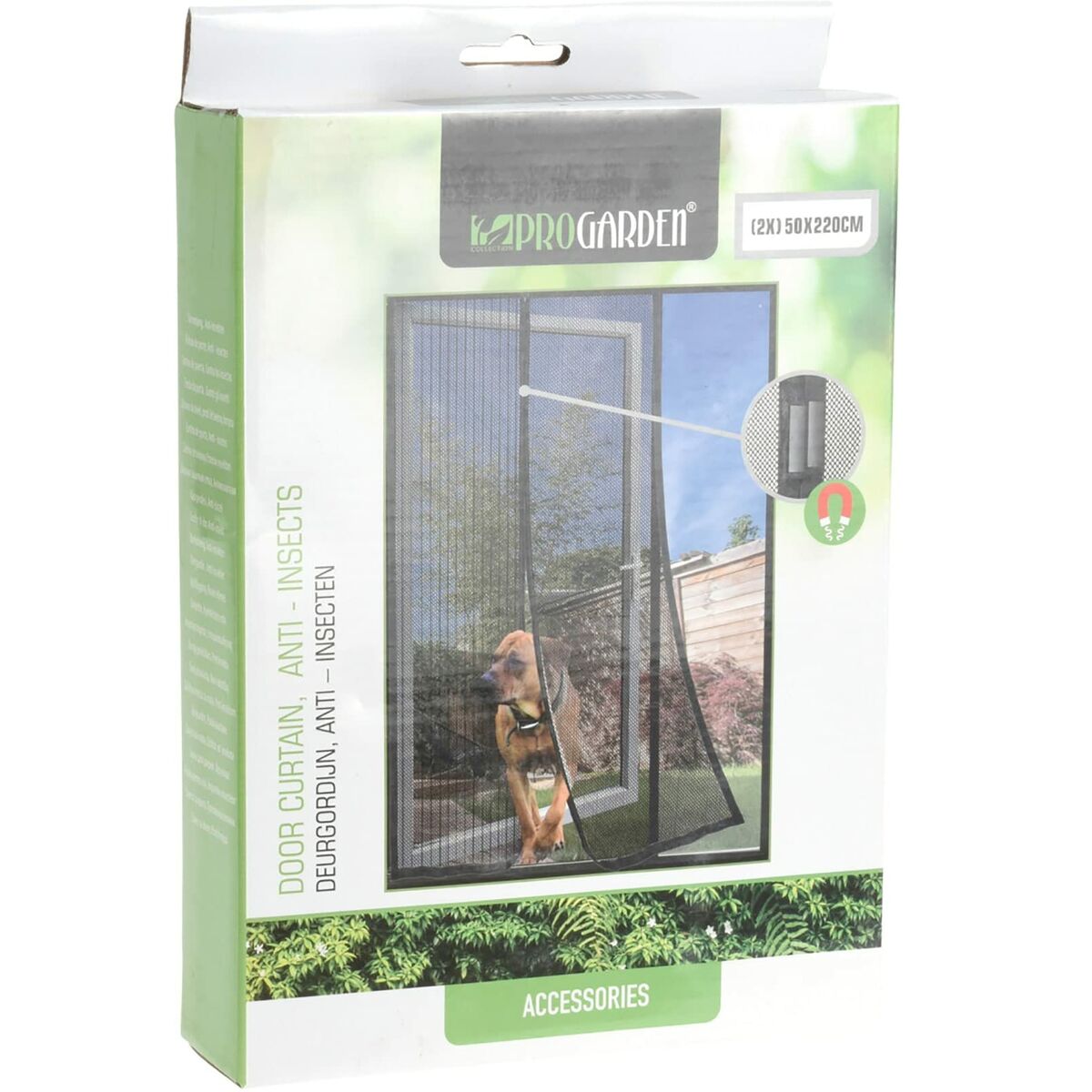 Mosquitera Progarden Magnética 2 Piezas Puertas Fibra de Vidrio Negro (50 x 220 cm)