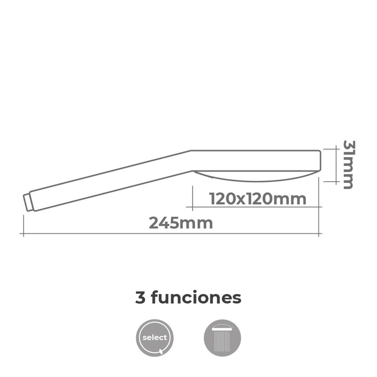 Alcachofa de Ducha EDM 01332 ABS Cuadrado Cromado 12 x 3,1 x 24,5 cm