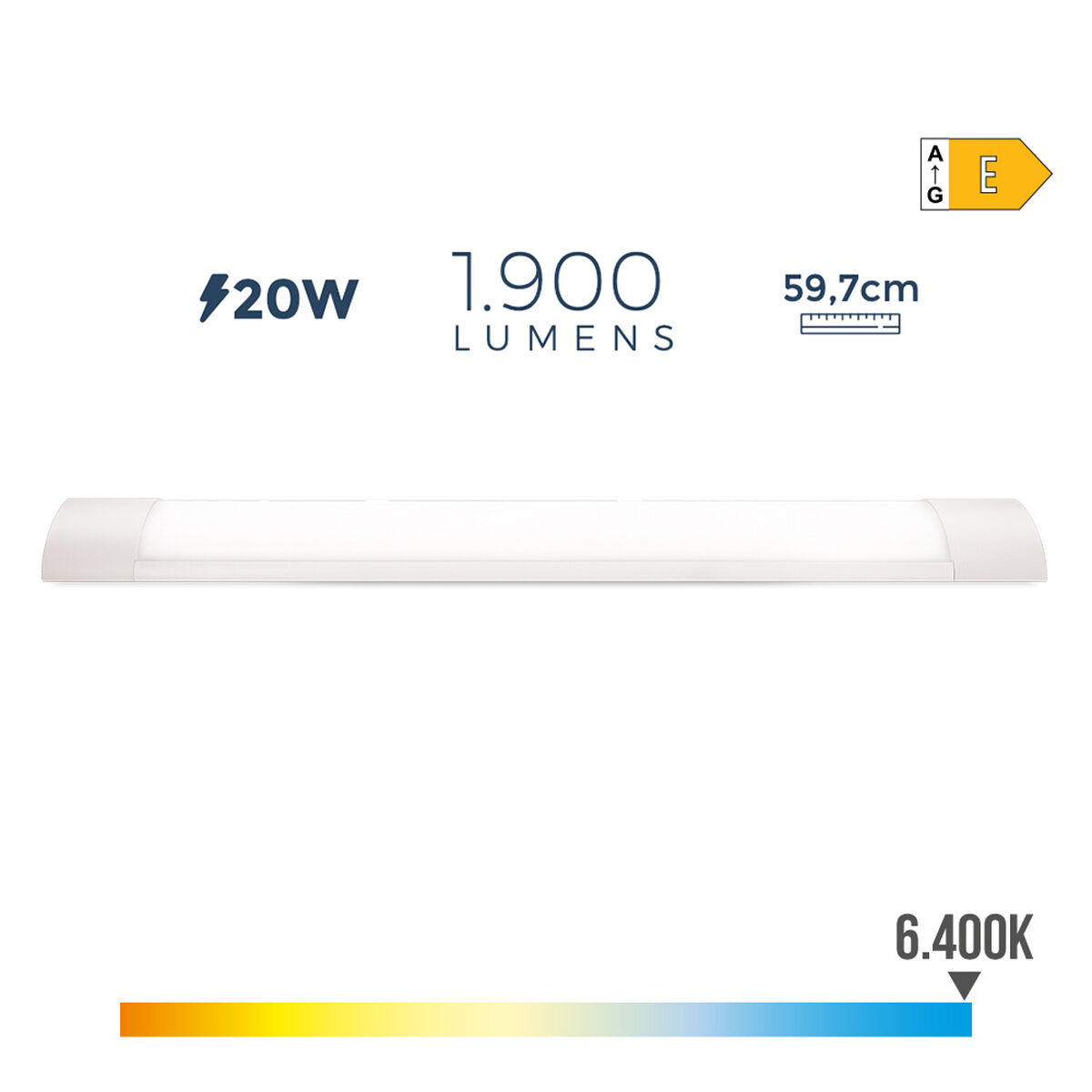 Tubo LED EDM 31683 Blanco A E 20 W 1900 Lm 59,7 x 8 x 3,1 cm (6500 K) (6400 K)