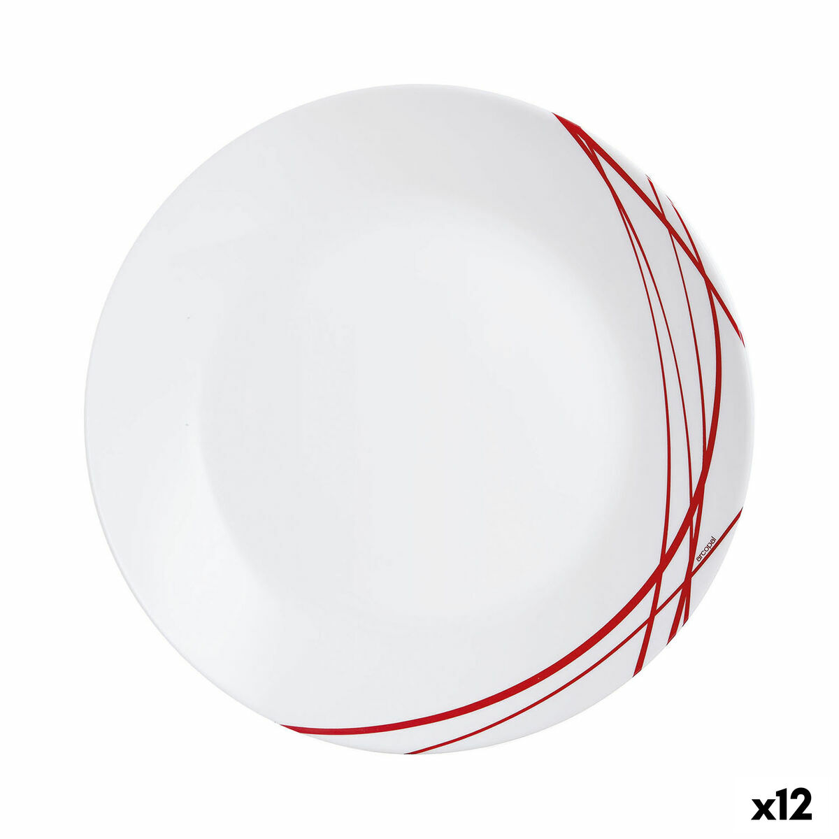 Plato Llano Arcopal Domitille Rojo Bicolor Vidrio 25 cm (12 Unidades)