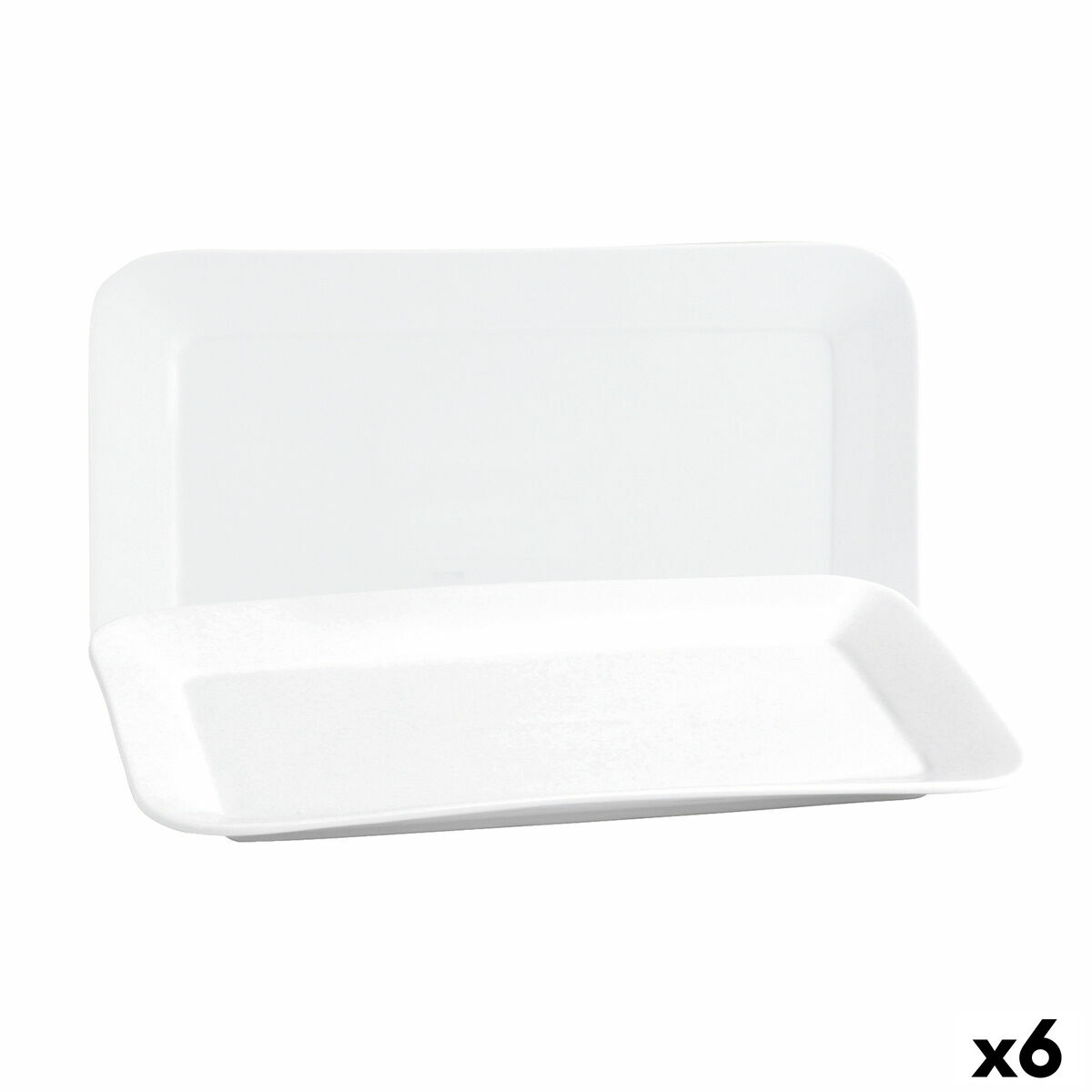 Fuente de Cocina Quid Basic Rectangular Cerámica Blanco (6 Unidades) (31 x 18 cm)