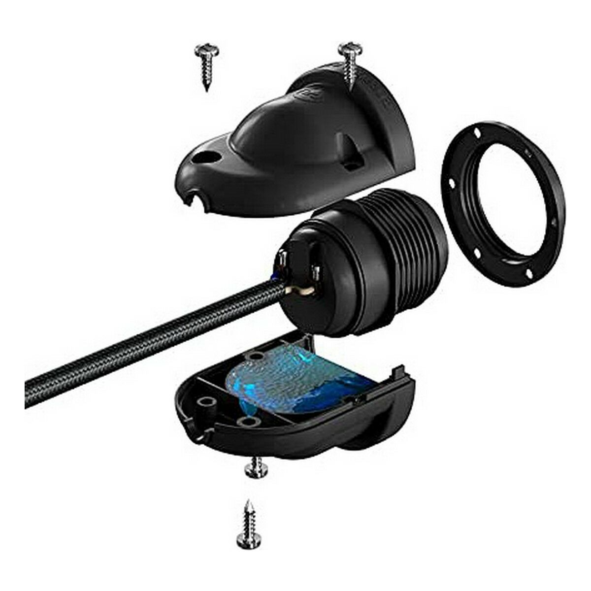 Portalámparas Negro E27