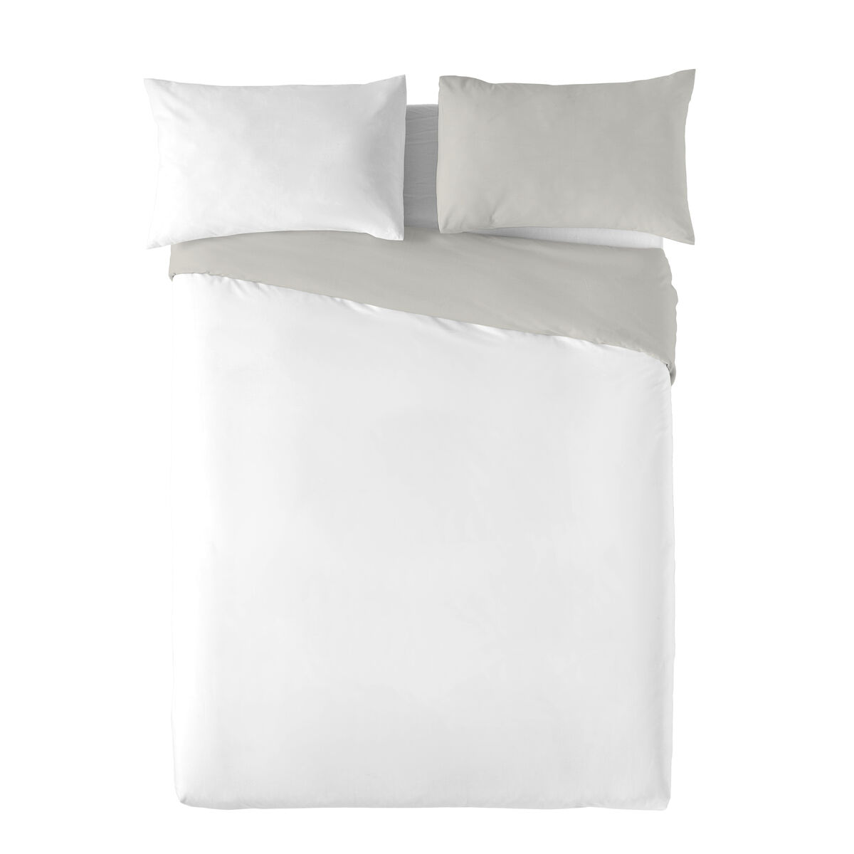 Funda Nórdica Naturals Colors Reversible Blanco Gris claro Cama de 90