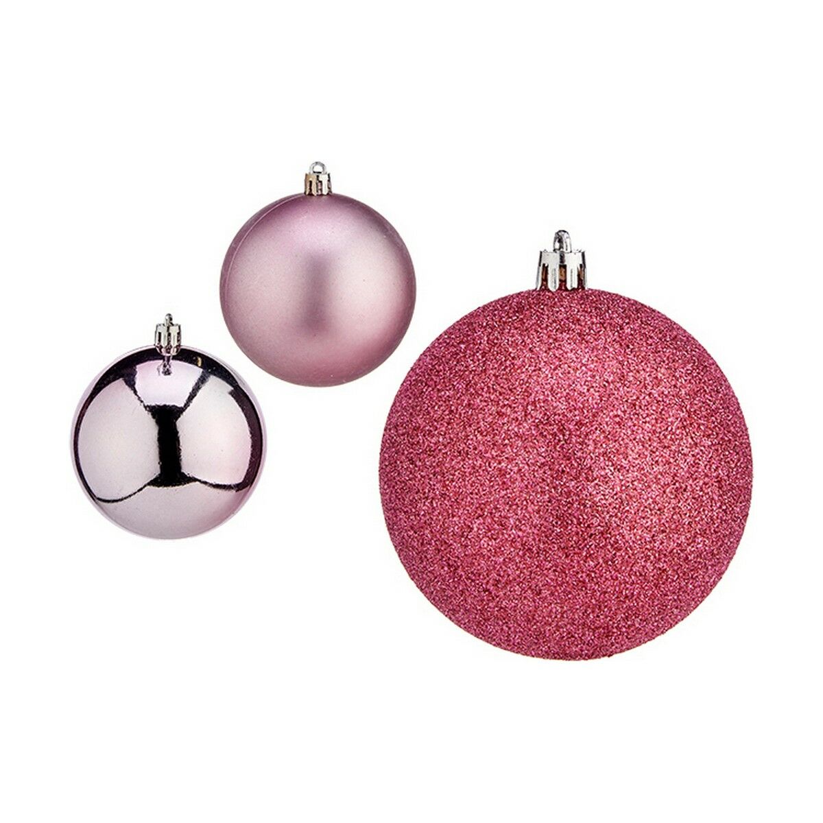 Set de Bolas de Navidad Krist+ Rosa Plástico Ø 8 cm (24 Unidades)