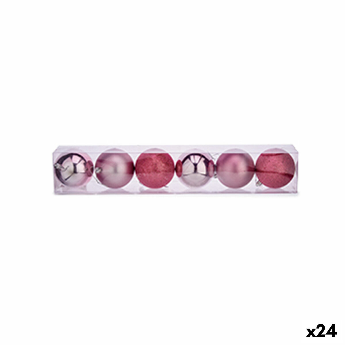 Set de Bolas de Navidad Krist+ Rosa Plástico Ø 8 cm (24 Unidades)