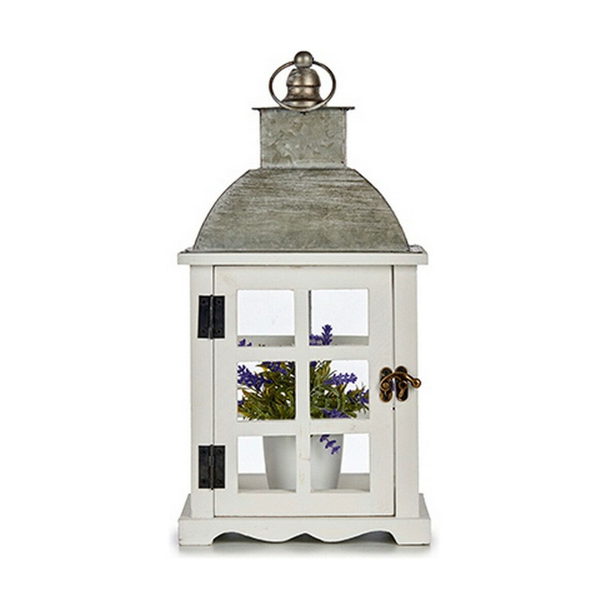 Farol Gift Decor Blanco Plateado Madera Metal Cristal 14 x 39,3 x 20 cm 20 x 39,3 x 14 cm 20 x 40 x 14 cm (6 Unidades)