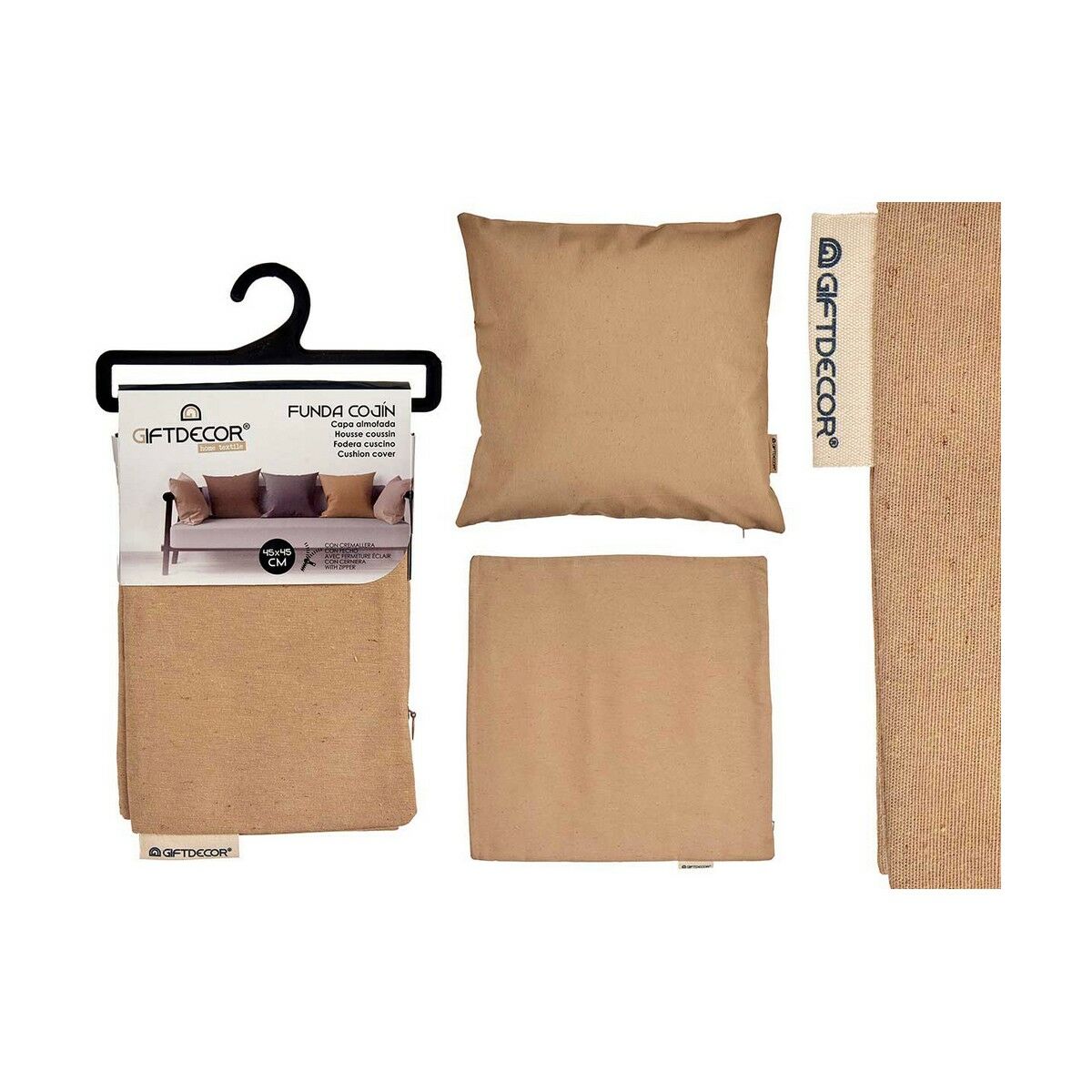 Funda de cojín Gift Decor Beige 45 x 0,5 x 45 cm