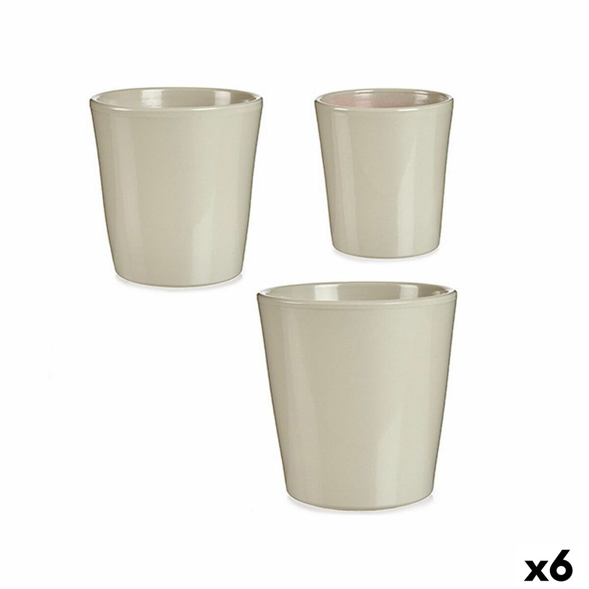 Set de Macetas Ibergarden Gris Arcilla 16,5 x 16 x 16,5 cm (6 Unidades)