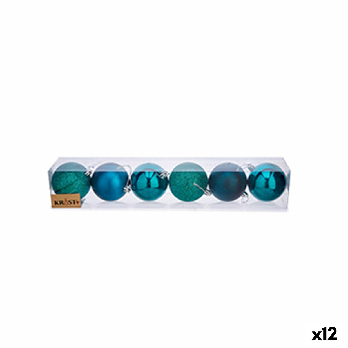 Set de Bolas de Navidad Krist+ Azul Plástico Ø 7 cm (12 Unidades)