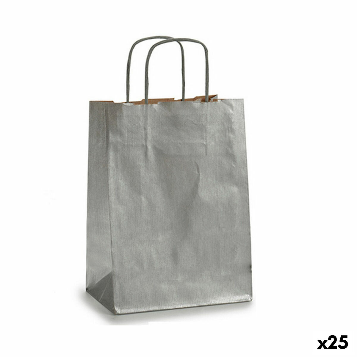 Bolsa de Papel Pincello Plateado Plata 18 x 8 x 31 cm 17,7 x 31 x 0,2 cm (25 Unidades)