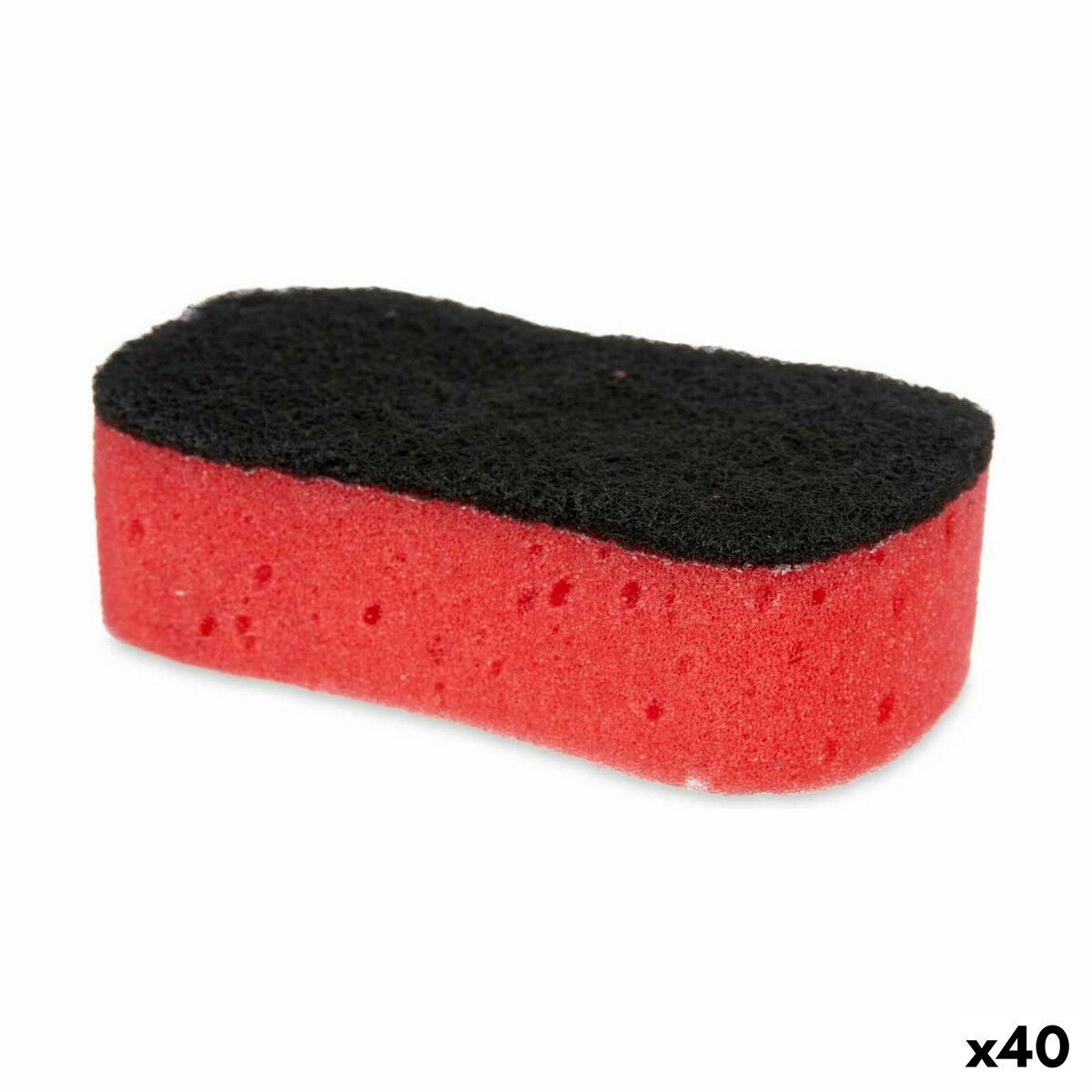 Estropajo Negro Rojo Poliuretano Espuma Fibra abrasiva 7,3 x 4 x 12,3 cm (40 unidades)