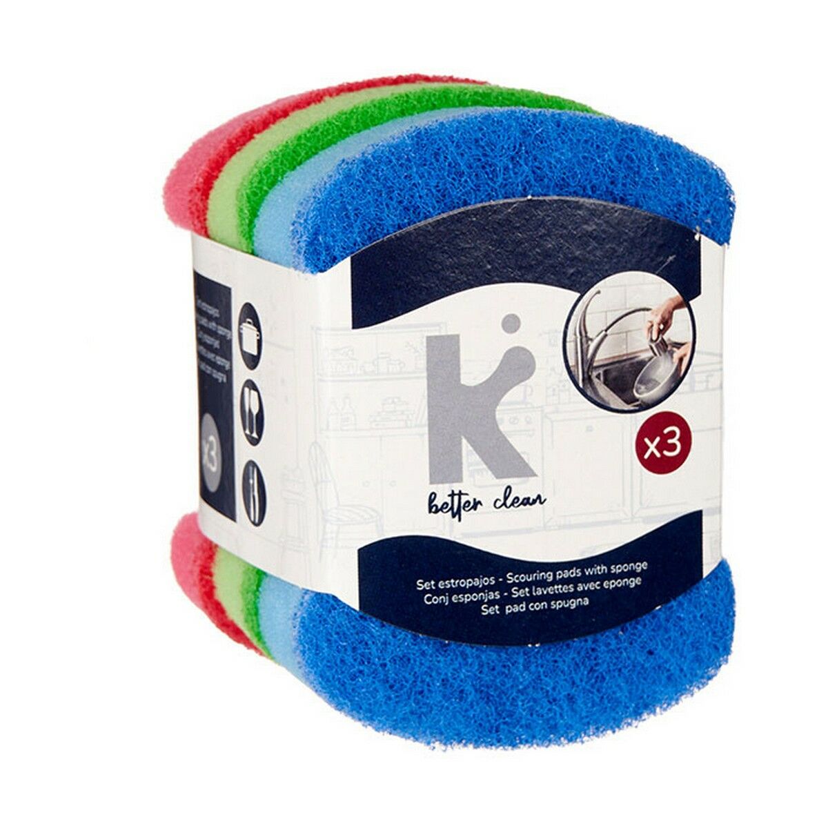 Set de Estropajos Multicolor Poliuretano Fibra abrasiva 7 X 10 X 2,5 cm (20 Unidades)