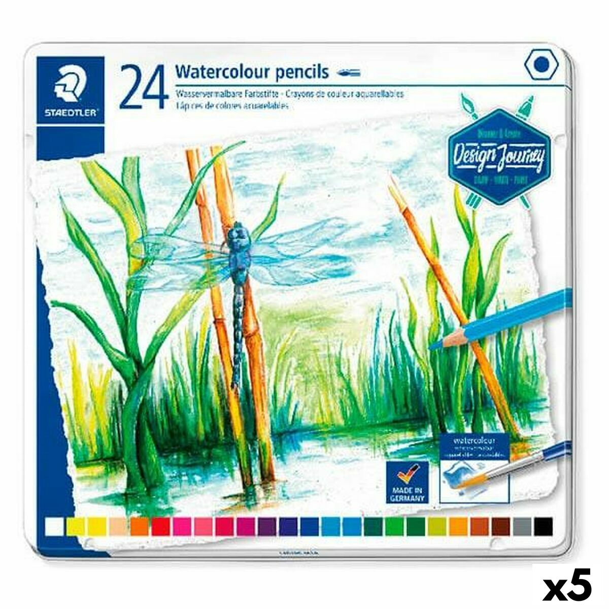 Lápices de Colores Acuarelables Staedtler Design Journey Multicolor (5 Unidades)