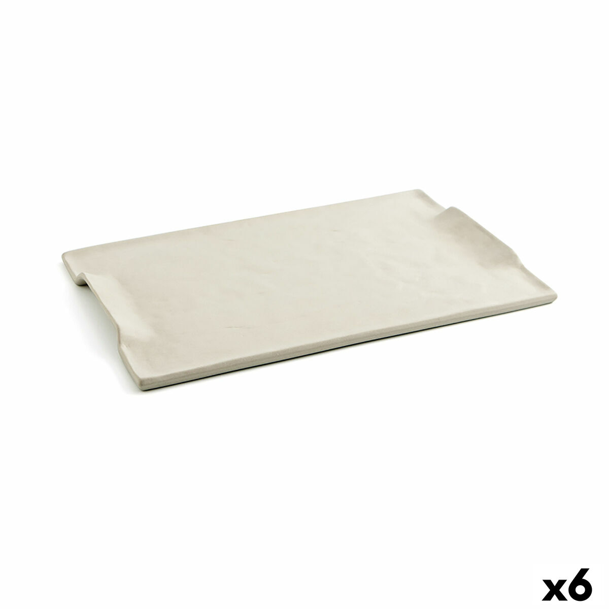 Bandeja de Aperitivos Quid Mineral Gres Beige Cerámica 30 x 18 cm (6 Unidades)
