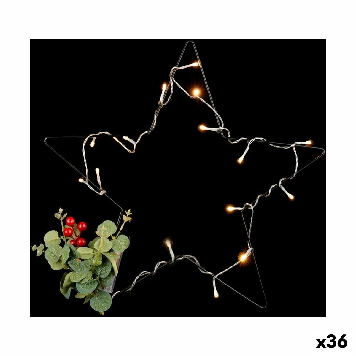 Estrella de Navidad Krist+ Negro Rojo Verde 45 x 45 x 5 cm Luz LED (36 Unidades)