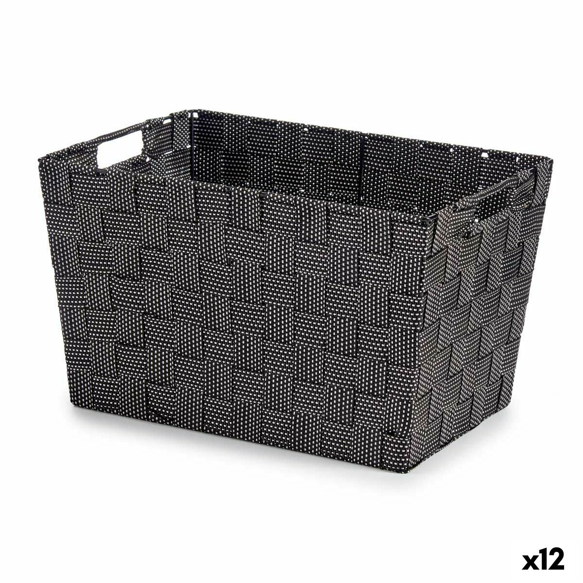 Caja de Almacenaje Kipit Negro Poliéster Tela Trenzada 10 L (12 Unidades)