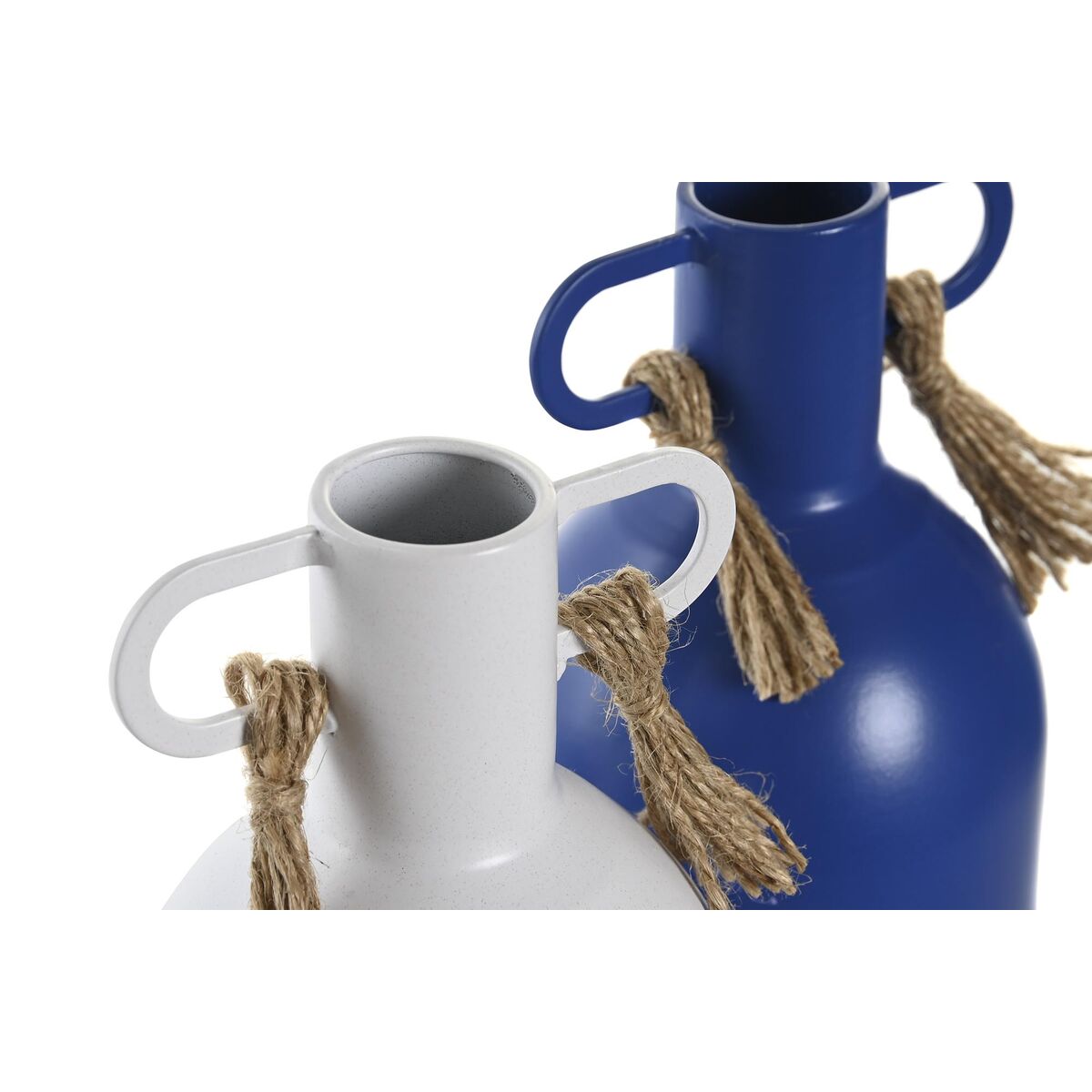 Jarrón DKD Home Decor Metal Blanco Azul marino (9 x 9 x 19 cm) (2 Unidades)
