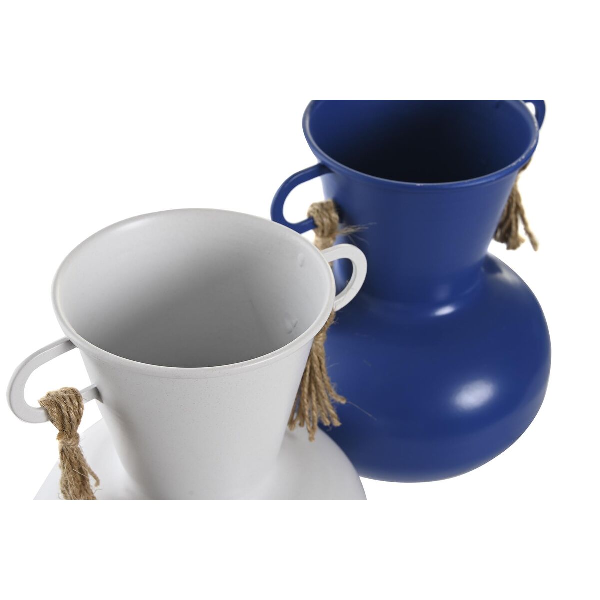 Jarrón DKD Home Decor Metal Blanco Azul marino (12 x 12 x 16 cm) (2 Unidades)