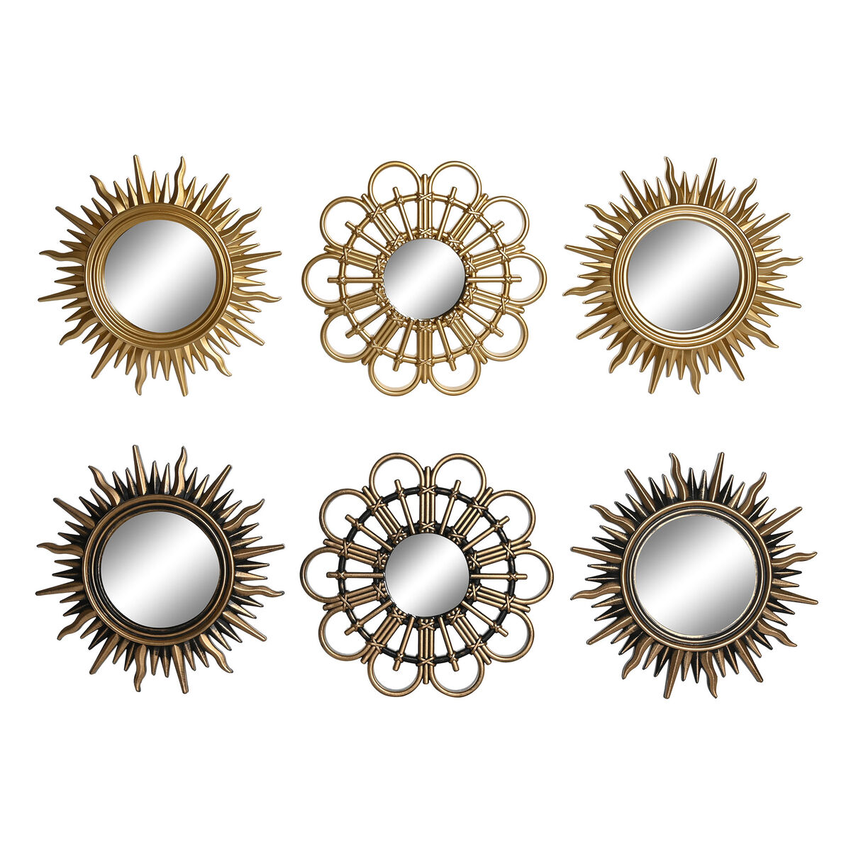 Juego de Espejos DKD Home Decor Cristal Negro Dorado Polipropileno (25 x 3 x 25 cm) (2 Unidades)