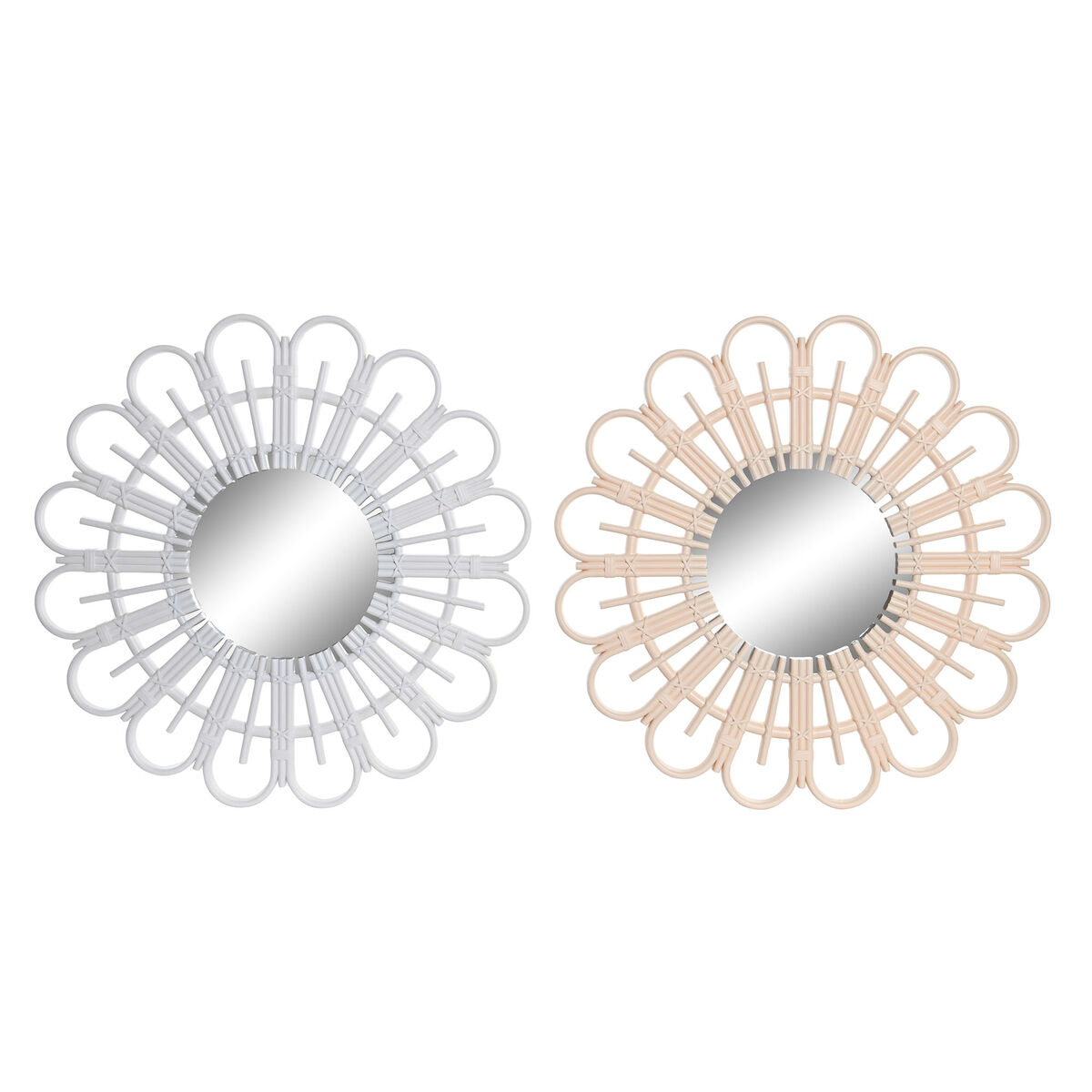 Espejo de pared DKD Home Decor Scandi Cristal Natural Blanco Polipropileno (50 x 2,5 x 50 cm) (2 Unidades)