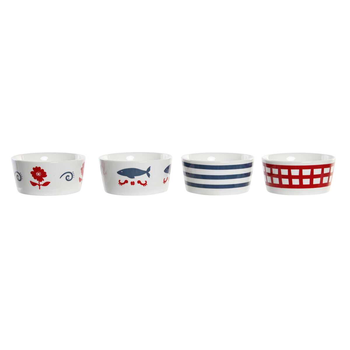 Set de Aperitivo DKD Home Decor 19,7 x 19,7 x 1 cm Natural Rojo Azul Blanco Gres Mediterráneo Casas