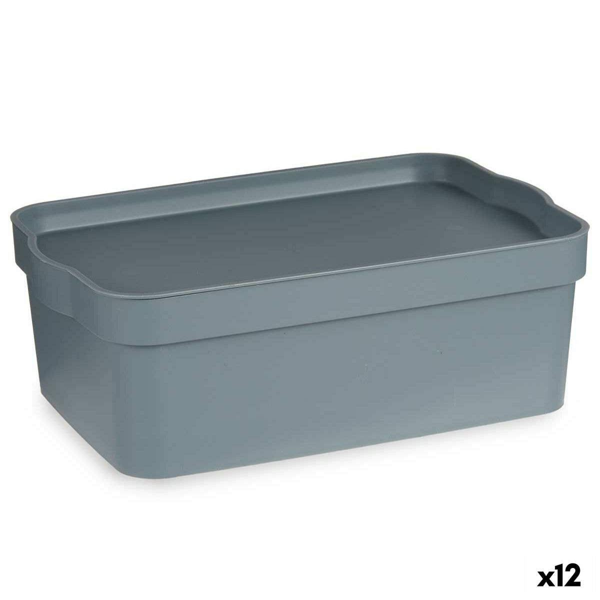 Caja de Almacenaje con Tapa Kipit Gris Plástico 6 L (12 Unidades)