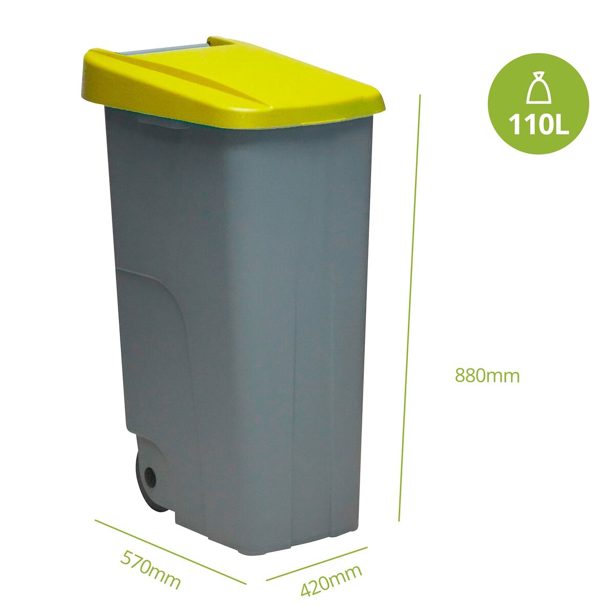 Cubo de Basura para Reciclaje Denox Amarillo 110 L
