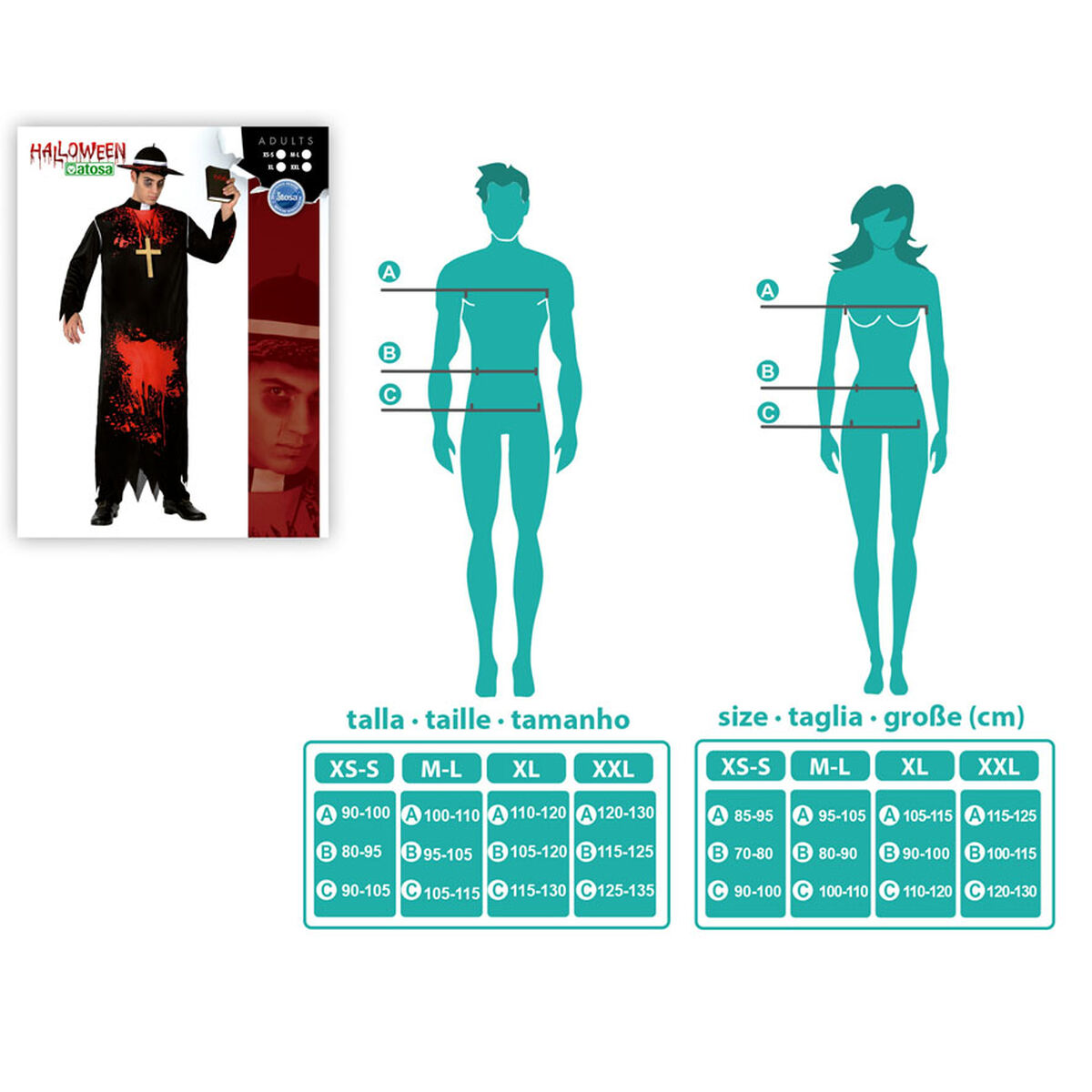 Disfraz para Adultos Th3 Party Negro Multicolor Asesino (3 Piezas)