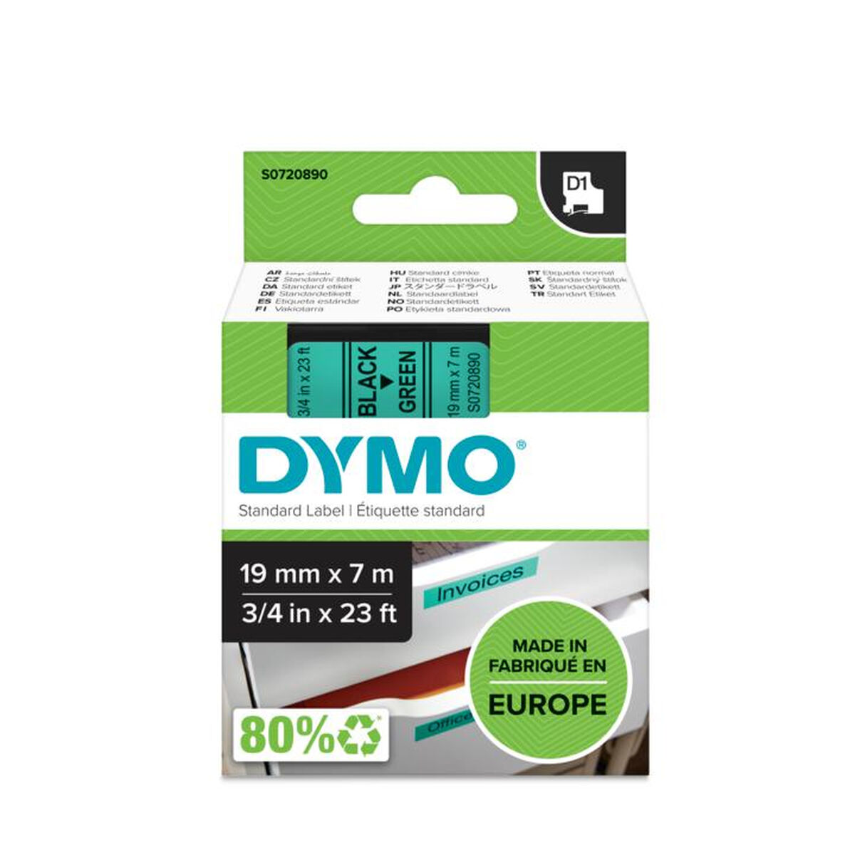 Cinta Laminada para Rotuladoras Dymo D1 45809 LabelManager™ Negro Verde (5 Unidades)