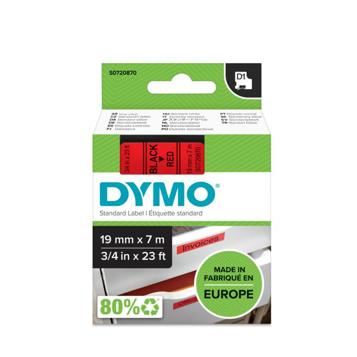 Cinta Laminada para Rotuladoras Dymo D1 45807 LabelManager™ Negro Rojo (5 Unidades)