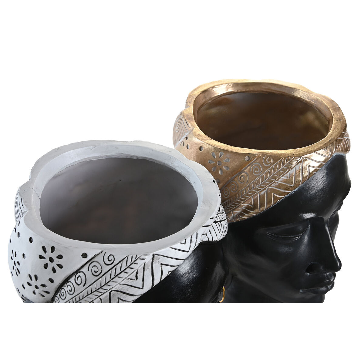 Figura Decorativa DKD Home Decor Plateado Dorado Marrón Resina Colonial Africana (19,5 x 11 x 39,5 cm) (2 Unidades)