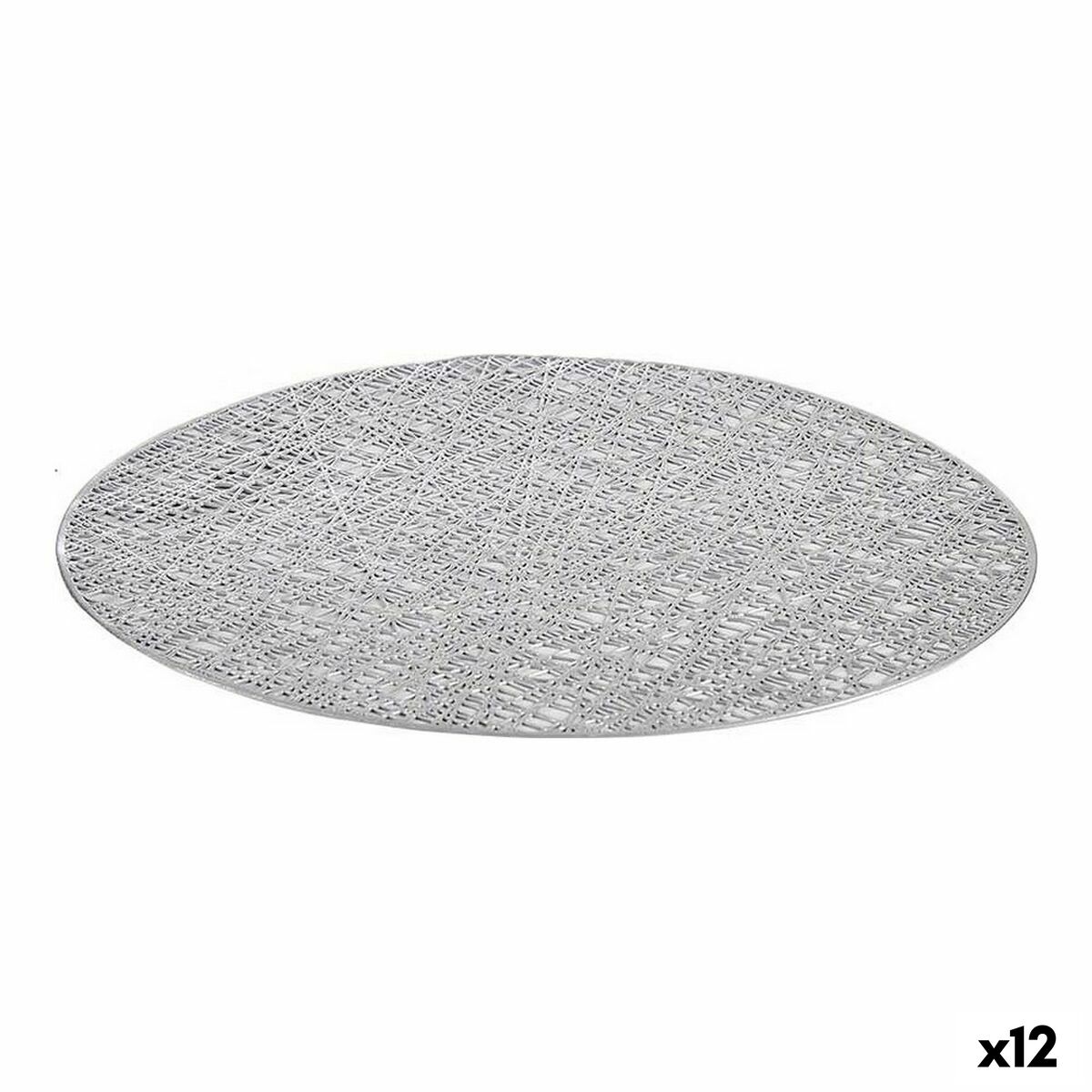 Salvamantel Kinvara Plateado Plata Plástico 30 % Poliéster Ø 38 cm 38 x 0,01 x 38 cm (12 Unidades)