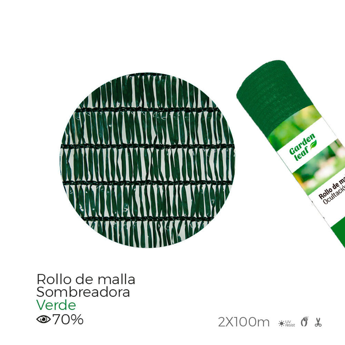 Malla de Ocultación EDM Rollo Verde Polipropileno 70 % (2 x 100 m)